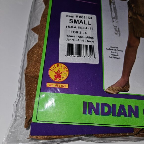 Native American Indian Girl Halloween Costume Girls Small Sz 4-6 (for 3-4 Years) - Picture 3 of 14